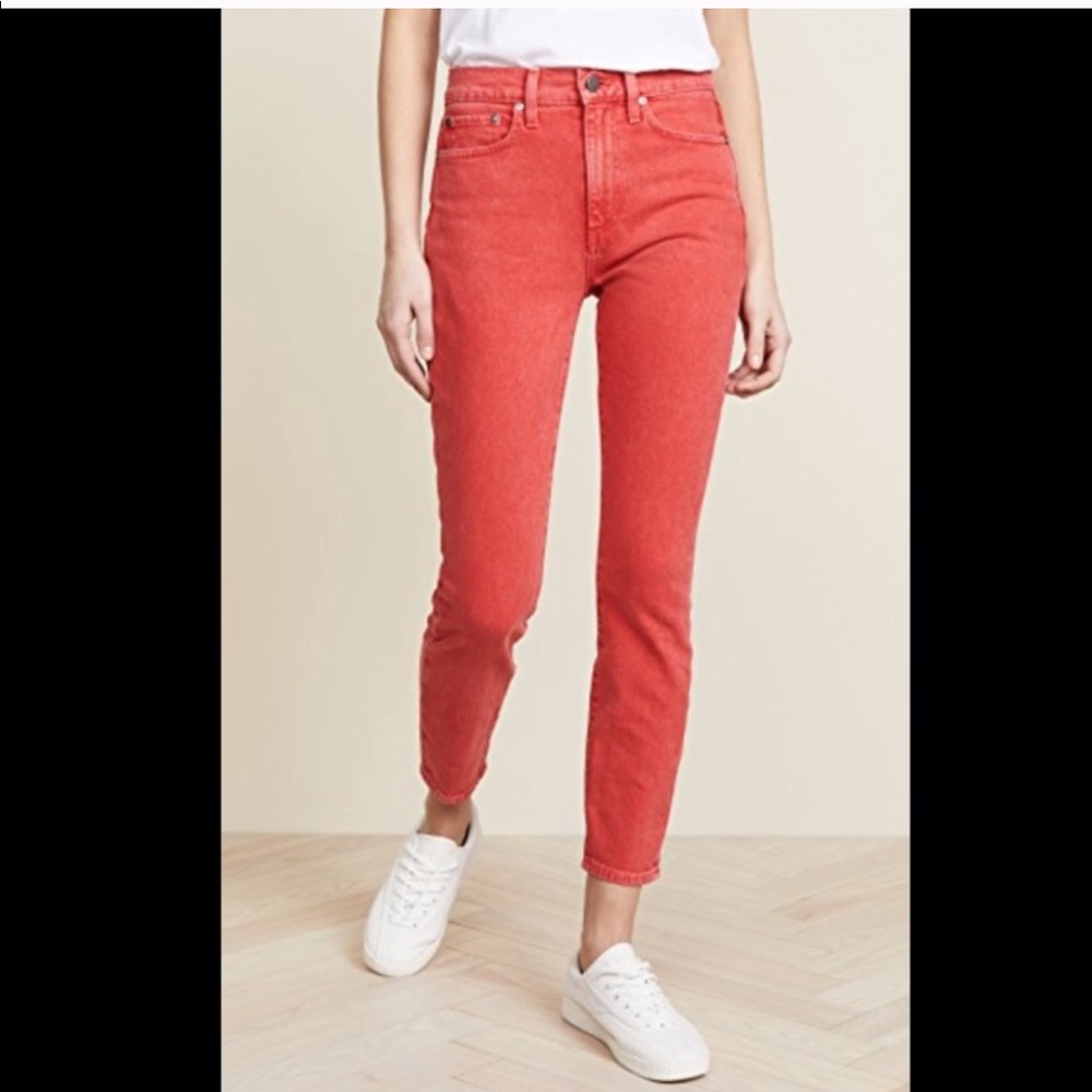 Alice + Olivia perfect Poppy spring Skinny red orange pink jeans 31